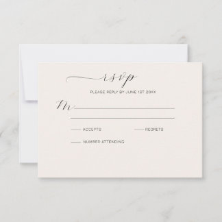 Modern Smokey Gold and Line Floral Ampersand RSVP Card