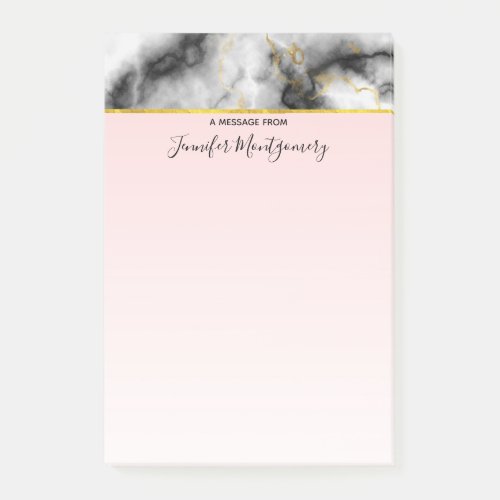 Modern Smoky Gray Marble with Gold Ribbon Post_it Notes