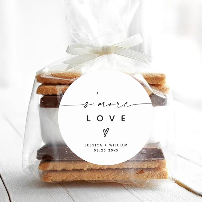 Modern S'mores Wedding Party Favor Kit Classic Rou Round Sticker (Creator Uploaded)