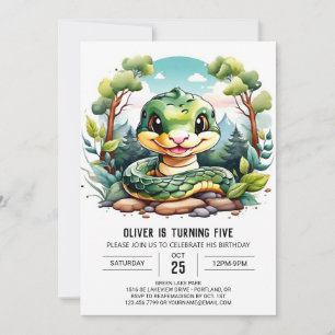 Modern Snake Kids Party Birthday Invitation