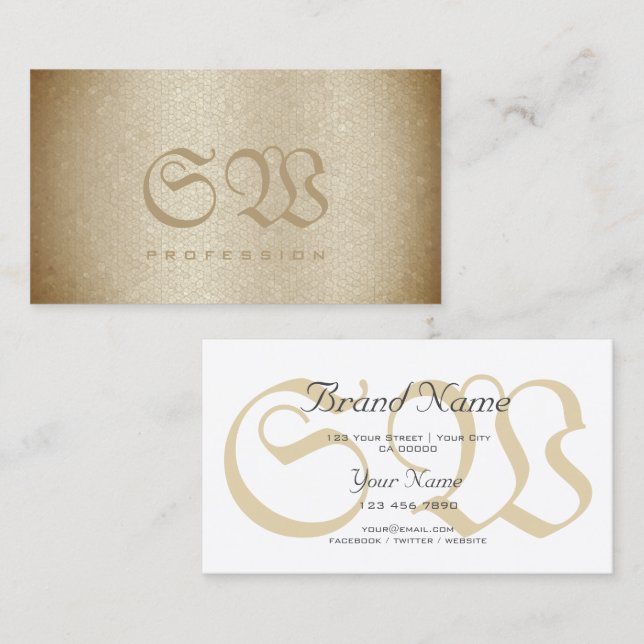 Modern Snake Pattern Pastel Beige Colors Monogram Business Card (Front/Back)