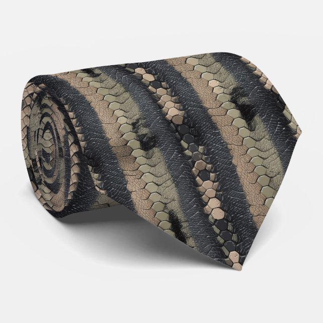 Modern Snake Skin Pattern Neck Tie (Rolled)