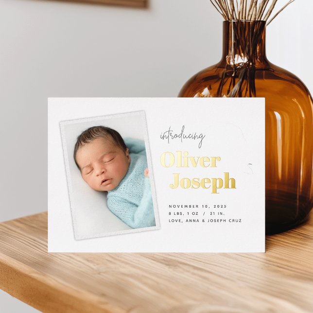 Modern Snapshot | Foil Birth Announcement (Creator Uploaded)
