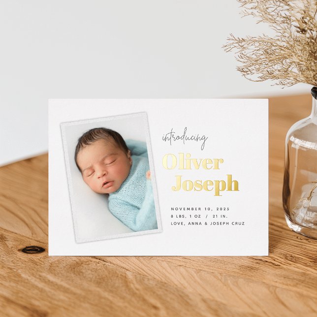 Modern Snapshot | Foil Birth Announcement (Creator Uploaded)