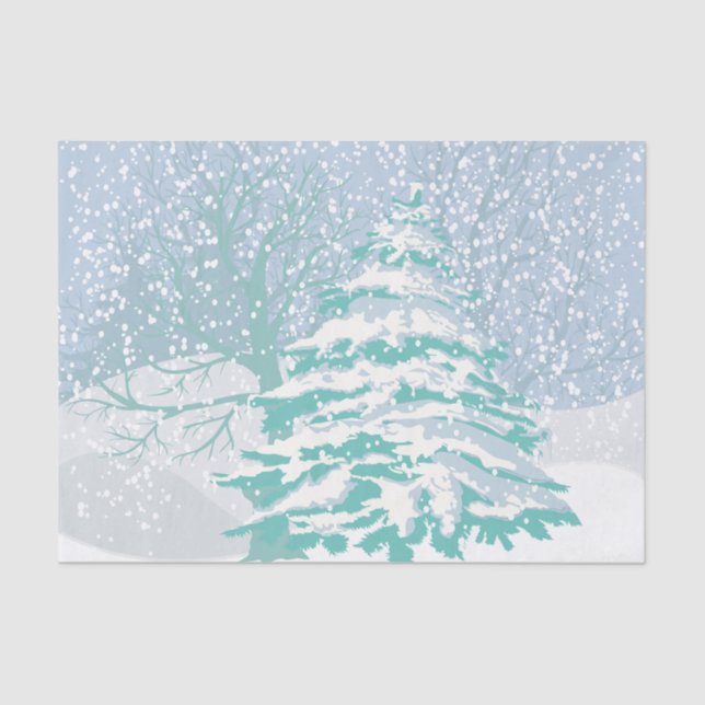 Modern Snow Christmas Tree CHANGE COLOR Tissue Paper (Front)