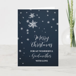 Modern Snow Godmother Merry Christmas Card
