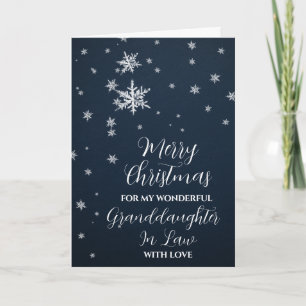 Modern Snow Great Granddaughter In Law Christmas Card
