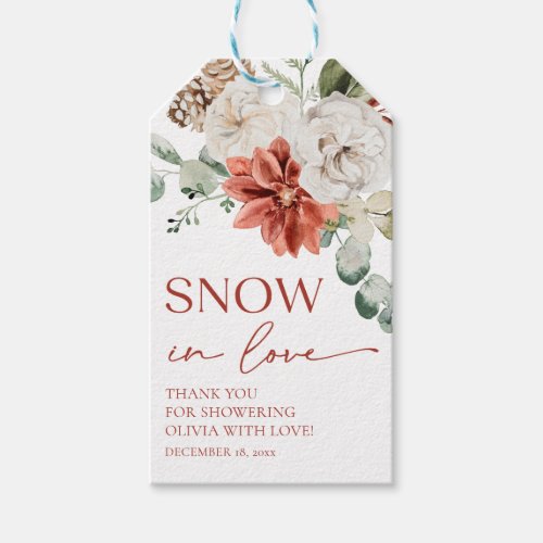 Modern Snow in Love Winter Bridal Shower Favor Tag