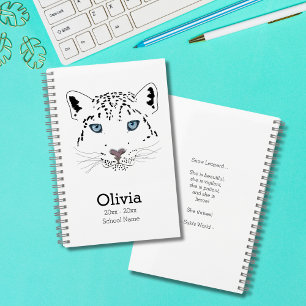 Modern Snow Leopard Academic Year School Notebook