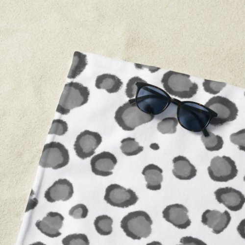 Modern Snow Leopard Animal Print Pattern Beach Towel