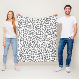 Modern Snow Leopard Animal Print Pattern Gray Fleece Blanket