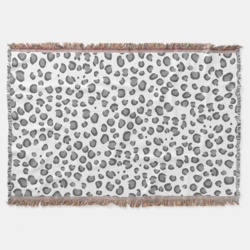 Modern Snow Leopard Animal Print Pattern Gray Throw Blanket
