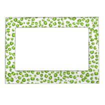 Modern Snow Leopard Animal Print Pattern Green Magnetic Frame