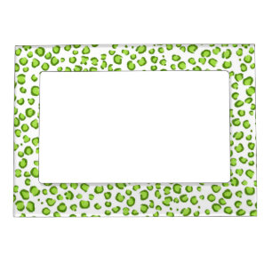 Modern Snow Leopard Animal Print Pattern Green Magnetic Frame