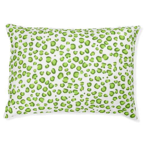 Modern Snow Leopard Animal Print Pattern Green Pet Bed