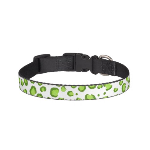 Modern Snow Leopard Animal Print Pattern Green Pet Collar