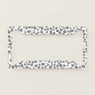 Modern Snow Leopard Animal Print Pattern Grey License Plate Frame