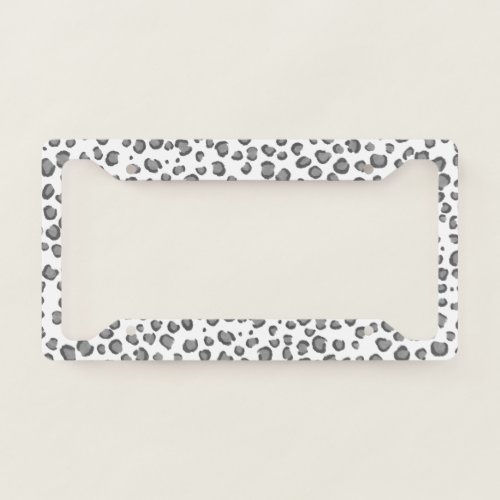 Modern Snow Leopard Animal Print Pattern Grey License Plate Frame