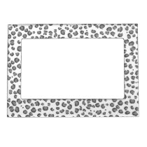 Modern Snow Leopard Animal Print Pattern Grey Magnetic Frame