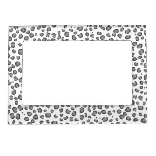 Modern Snow Leopard Animal Print Pattern Grey Magnetic Frame