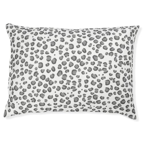 Modern Snow Leopard Animal Print Pattern Grey Pet Bed