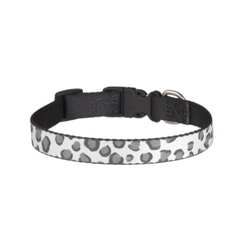 Modern Snow Leopard Animal Print Pattern Grey Pet Collar
