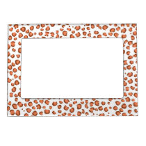 Modern Snow Leopard Animal Print Pattern Red Magnetic Frame