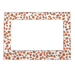 Modern Snow Leopard Animal Print Pattern Red Magnetic Frame