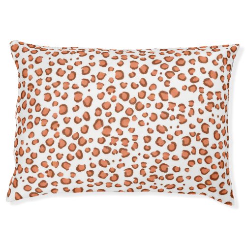 Modern Snow Leopard Animal Print Pattern Red Pet Bed
