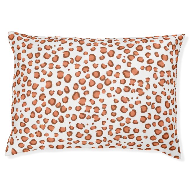 Modern Snow Leopard Animal Print Pattern Red Pet Bed (Front)