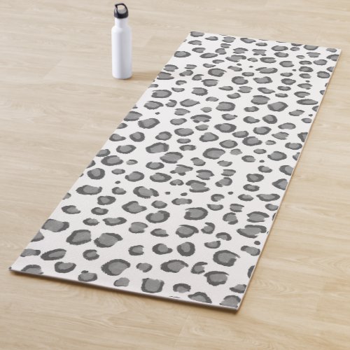 Modern Snow Leopard Animal Print Pattern Yoga Mat