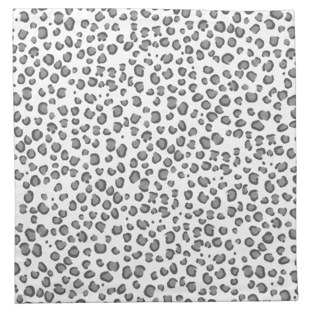 Modern Snow Leopard Pattern Animal Print Cloth Napkin (Front)