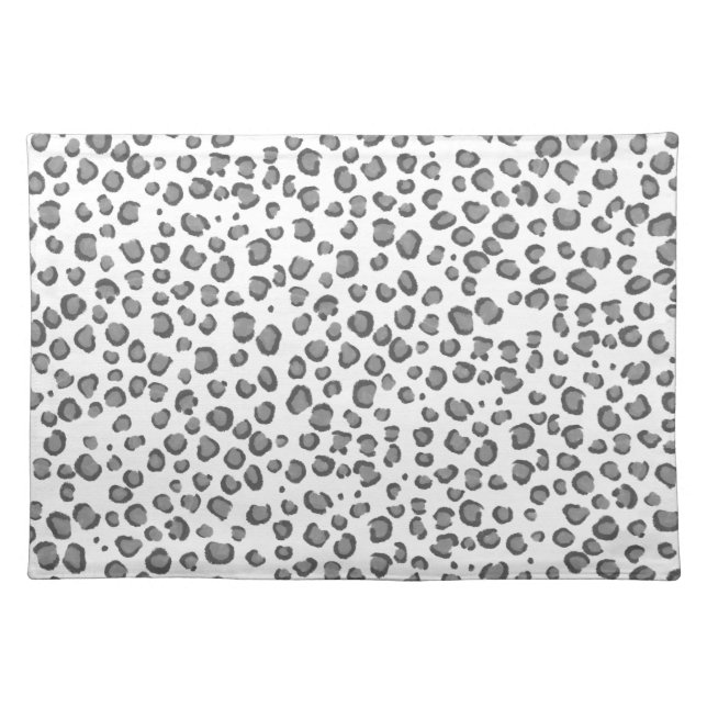 Modern Snow Leopard Pattern Animal Print Cloth Placemat (Front)