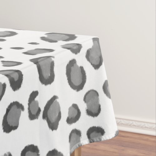 Modern Snow Leopard Pattern Animal Print Grey Tablecloth