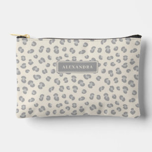 Modern Snow Leopard Personalized Accessory Pouch