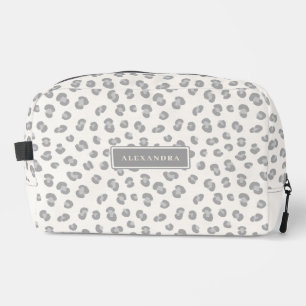 Modern Snow Leopard Personalized Dopp Kit