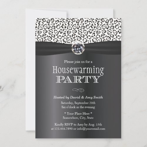 Modern Snow Leopard Print Housewarming Party Invitation