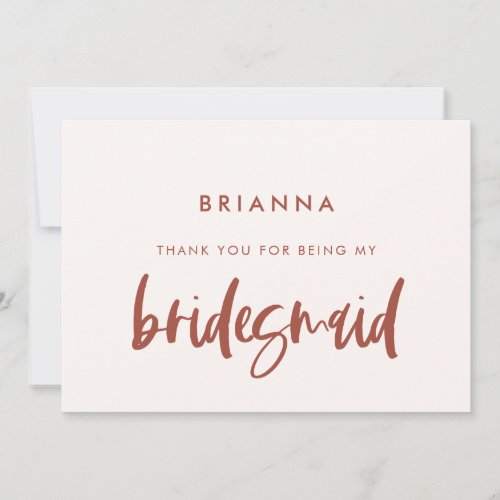 Modern snow pink Bridesmaid thank you text card