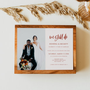 Modern snow pink We still do Vow renewal photo Invitation