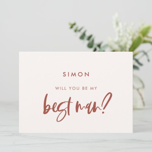 Modern snow pink Will you be my best man card