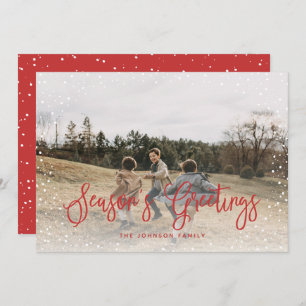 Modern Snow Script 2 Photo Holiday Card