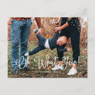 Modern Snow Script 2 Photo Holiday Postcard