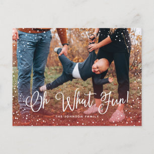 Modern Snow Script 2 Photo Holiday Postcard