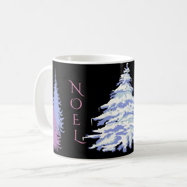 Modern Snow Tree CHANGE COLOR  Christmas Coffee Mug (Front Left)