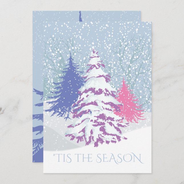 Modern Snow Tree CHANGE COLOR Christmas Invitation (Front/Back)