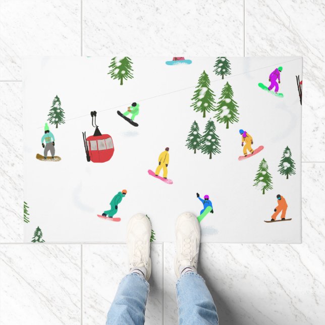 Modern Snowboarder Snowboarding  Doormat (Indoor)