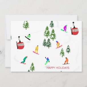 Modern Snowboarder Snowboarding Holiday Card