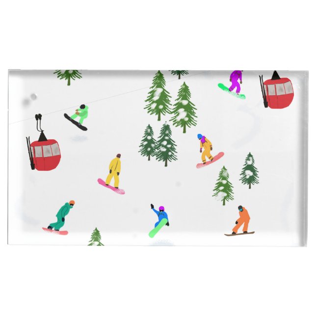 Modern Snowboarder Snowboarding  Place Card Holder (Front)