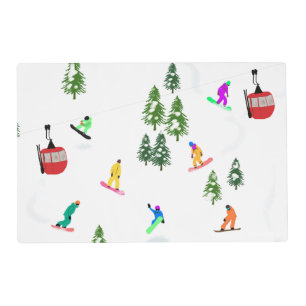 Modern Snowboarder Snowboarding Placemat