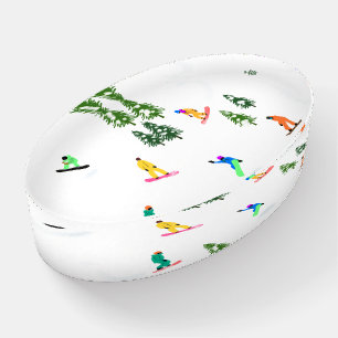 Modern Snowboarding Snowboarders Illustration Paperweight